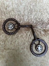 Antiqued Brown Snaffle 5” Mouth Horse Bit Silver Stars New Horse Tack