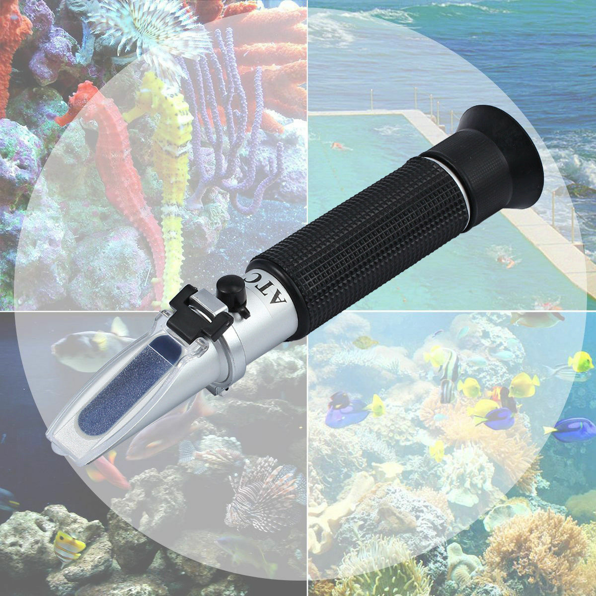 Portable ATC 0-10% Salinity Refractometer Salt Meter Tester For Fishery Aquarium