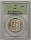 1947-D Walking Liberty Half Dollar From The Denver Mint Graded MS63 by PCGS
