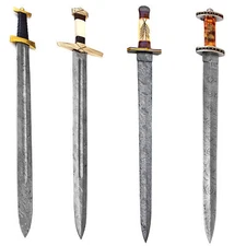 Custom Handmade Full Tang Damascus Steel Viking Sword Collection w/ Sheath