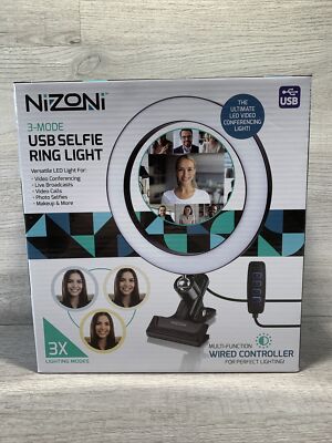 Nizoni USB Selfie Ring Light LED Video Tiktok YouTube 3 Mode Wired Controller