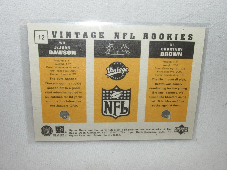 2000 Upper Deck Vintage Preview * Courtney Brown/JaJuan Dawson * 685/1000 - Image 3 of 4