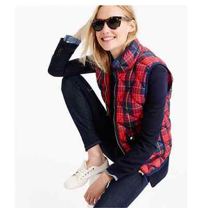 plaid puffer vest
