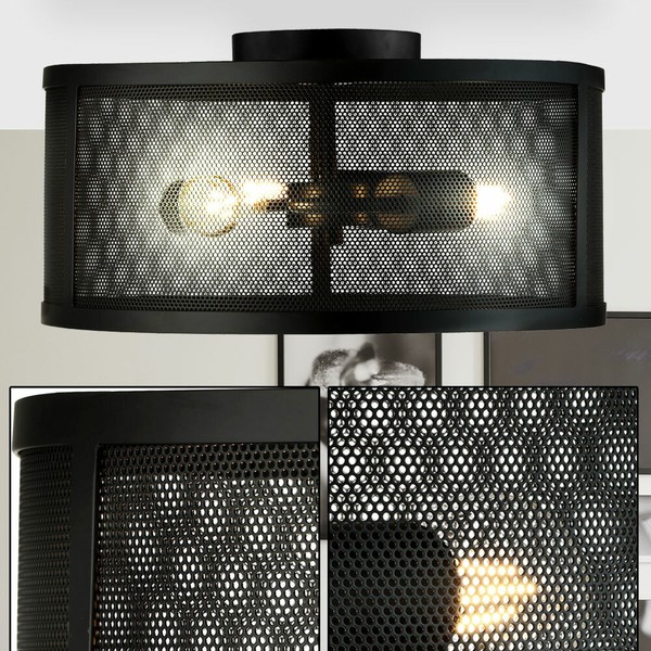 Retro Decken Beleuchtung Wohn Ess Zimmer Lampe Strahler Schwarz KäFig Leuchte-image