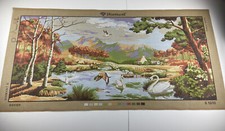 Diamant Needlepoint Tapestry Canvas Swan Lake Fall Nature 43in X 19in 10 Count