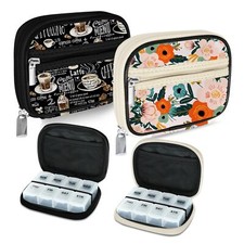 Weekly Travel Pill Organizer Pill Case for Purse with Removable 7 Day Pill Bo...