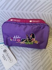 LeSportSac Hawaii cosmetic Pouch 6511 Purple Aloha Mele island girl NWT