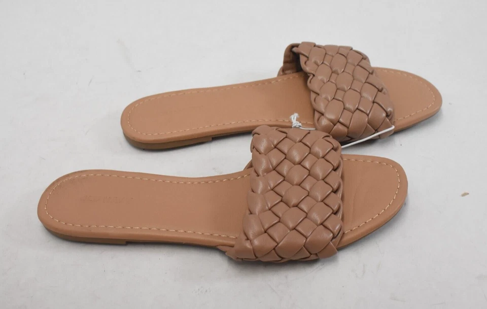 Sandalias antiguas azul marino cacao cervatillo banda trenzada sin cordones punta abierta para mujer talla 9 Foto 2 de 4