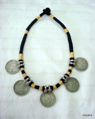 vintage antique tribal old silver necklace coin necklace pendant