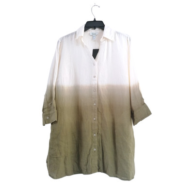 Brandneu D&Co Ombre Leinenmischung Tunika Top - Oliv - Größe Small - QVC