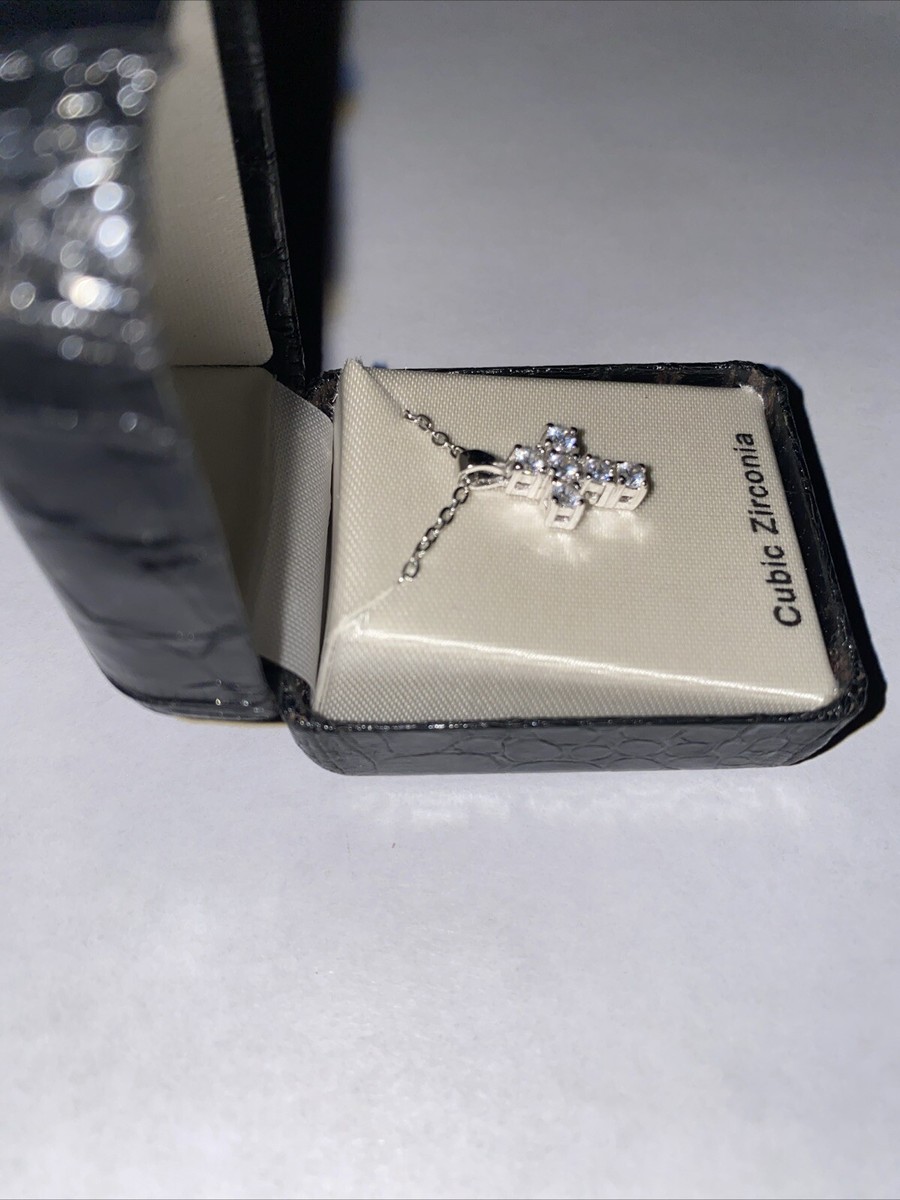 Vintage Silver Cross Necklace from Sears With Cubic Zirconia