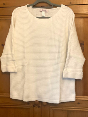 Linea Tesini Plus Size 18 20 Ecru Knit 3/4 Sleeve JUMPER Top Autumn Winter