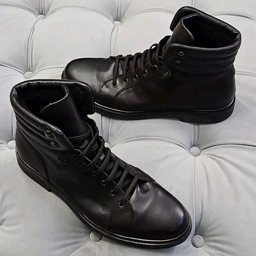Ermenegildo ZEGNA A1431X Cuero Marrón Sherpa Botas con Cordones Hombres Zapatos 11 $1250 - Imagen 4 de 23