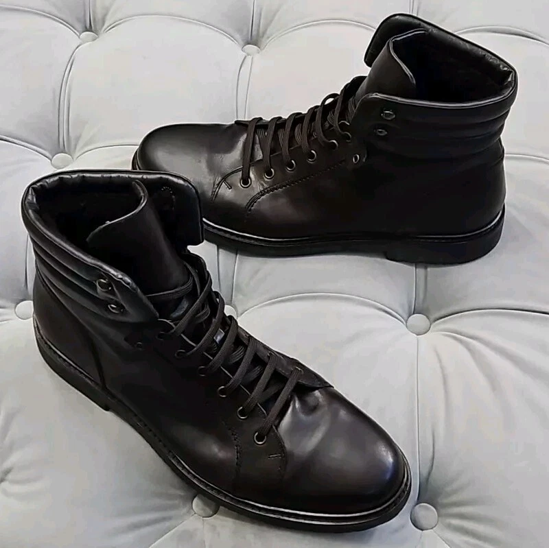 Ermenegildo ZEGNA A1431X Brown Leather Sherpa LaceUp Boots Mens Shoes 11 $1250 - Image 4 of 4