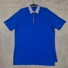 Polo Golf Ralph Lauren Vintage Lisle Shirt Large blue Plaid Collar Pima cotton