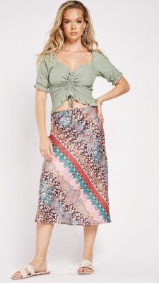 womens ethnic paisley print midi skirt size 12 EU 40 Boho Gypsy New  UK