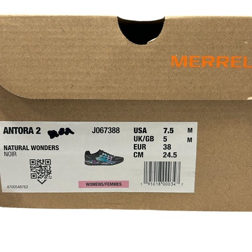 Scarpe da trail running Merrell Antora 2 da donna taglia 7,5 M nere suola arcobaleno Vibram - Foto 3 di 7
