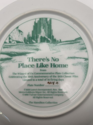 Hamilton Collection Wizard Of Oz Teller "There's No Place Like Home" - 23K Besatz - Bild 8 von 11