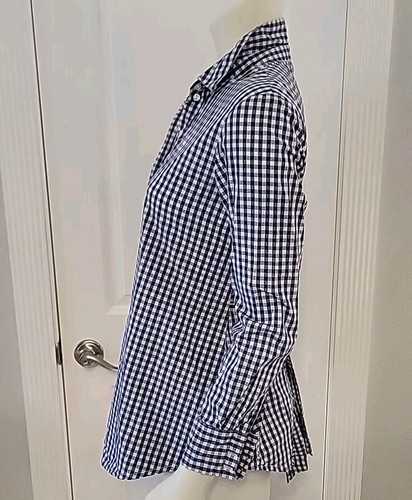 Isabella Oliver, London Blue Check Maternity Wrap Tie Button-Up Tunic US6/8 NWOT - Picture 6 of 9