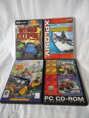 Vintage PC-CD Rom Motocross Madness 2, Off Road Extreme, Sam & Max, Mad Trax & T