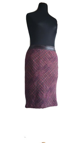 Missoni Bleistift Rock Midi skirt tweed leather very peri - M - Made in ITL - Bild 4 von 14