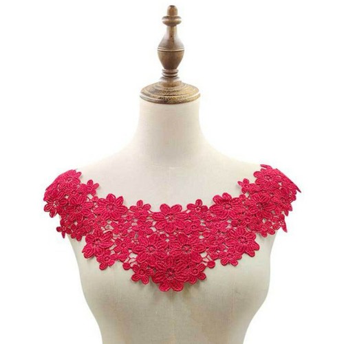Floral Lace Embroidered Neckline DIY Collar Trim Clothes Sewing Applique Patch - Picture 14 of 28