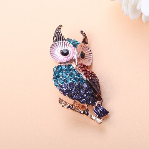Broche de diamantes de dibujos animados esmalte búho broche de estrás animal broche hebilla cuello joyería pasador - Imagen 18 de 21
