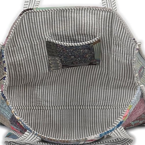 Borsa grande reversibile floreale patchwork cotone trapuntato shopping bag - Foto 24 di 72