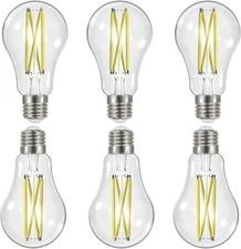 Satco S12432 - 12.5 Watt LED A19 Clear LED Bulbs - 5000K - 120 Volt (6 pack)