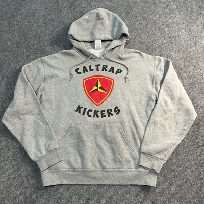 Caltrap Kickers Jerzees Hoodie Adult Medium Grey Cotton Sweatshirt Fury Mens