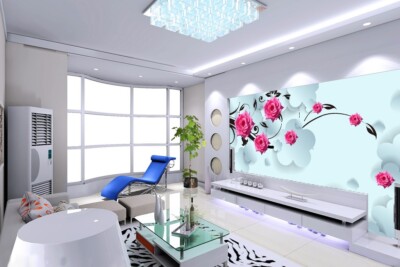 3D Pink Rose Branch ZHUA48887 Wallpaper Wall Murals Removable Self-adhesive Ann