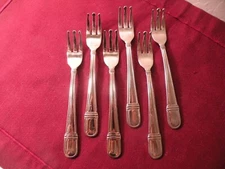6 Cocktail Seafood Forks Toledo CORBY HALL STAINLESS STEEL FLATWARE 5 1/2" B