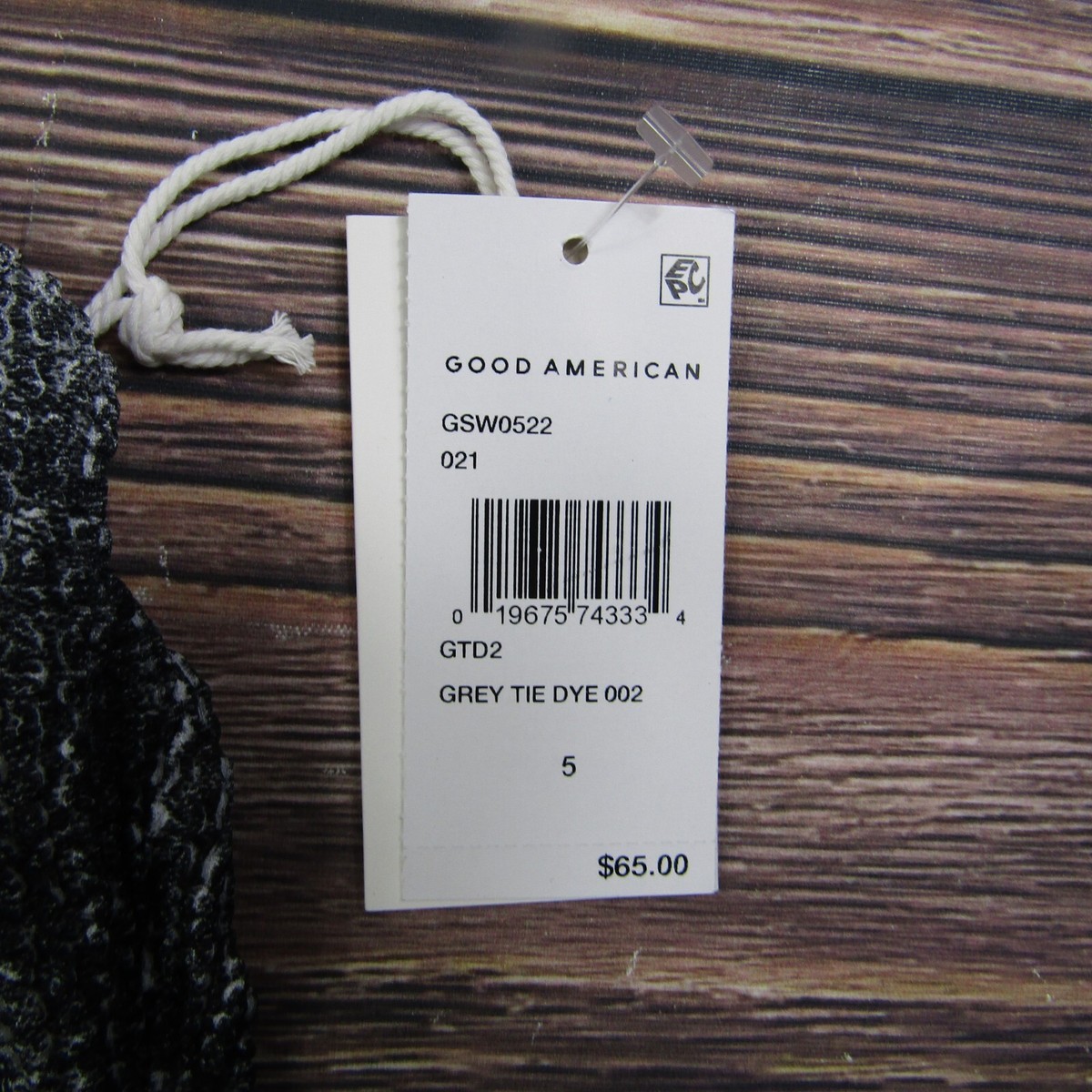 Good American NEW 2XL Size 5 Gray Tie Dye Always Fits Twist Bikini