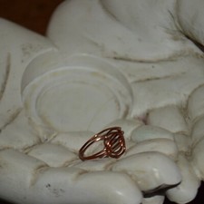 handmade copper wire wrapped ring, double swirl, size 9 dainty woman's ring