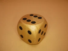 30mm Wood D6 Die Rounded Corners Natural with Black - RPG Tool Tabletop Roleplay