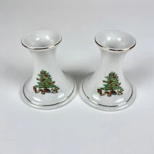 VTG Meiwa Home for the Holidays Christmas Candleholders Set Japan 3.75” Tree