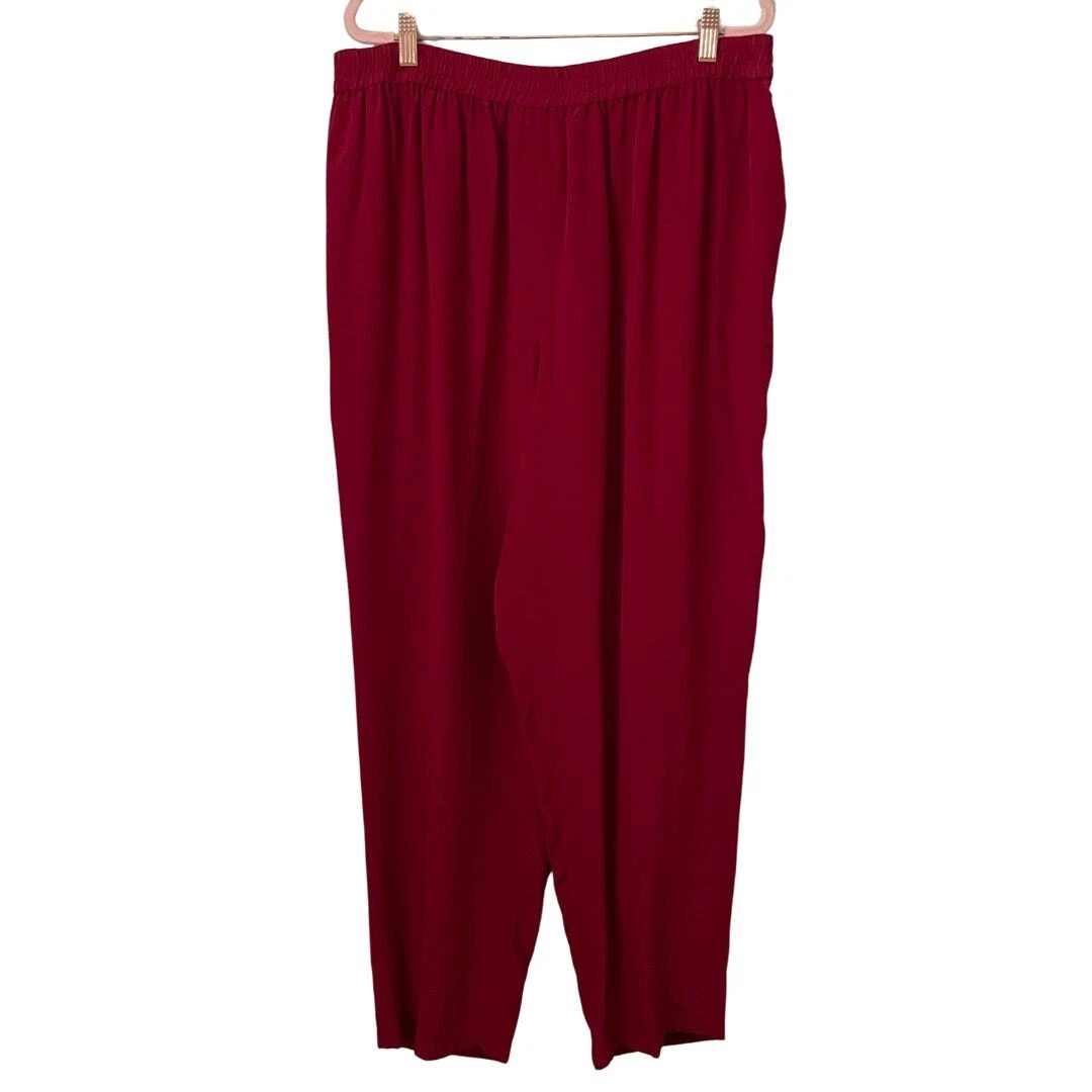 Wide-Leg Silk Red Pants for Women for sale | eBay