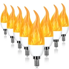 E12 LED Flickering Candelabra Flame Effect Light Bulbs - Upgrade Flicker Cand...