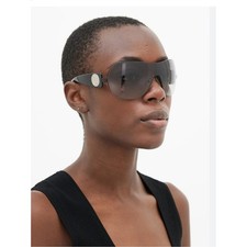 Vintage Y2K Versace 2061-B Tortoiseshell Shield Sunglasses Brown Gradient Lenses