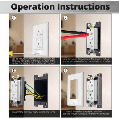 1/4 Zoll Box Extender für 1 Gang Steckdosen Hitzebeständige ABS Konstruktion