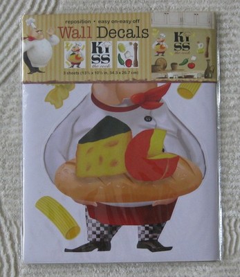 Wall Decals Kitchen Chef Veggies Kiss The Cook Midwood Brands easy on easy off