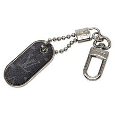 Louis Vuitton Monogram Eclipse Porte Cles Tab Monogram ID Key Ring Bag Charm Sil