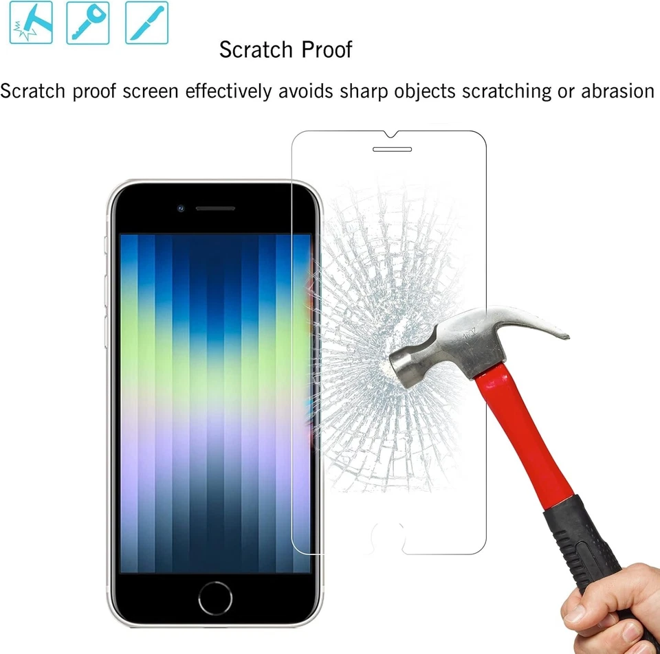 Protector Pantalla Ailun Compatible para iPhone SE 2020 2º/2022 3º Transparente  Foto 3 de 4