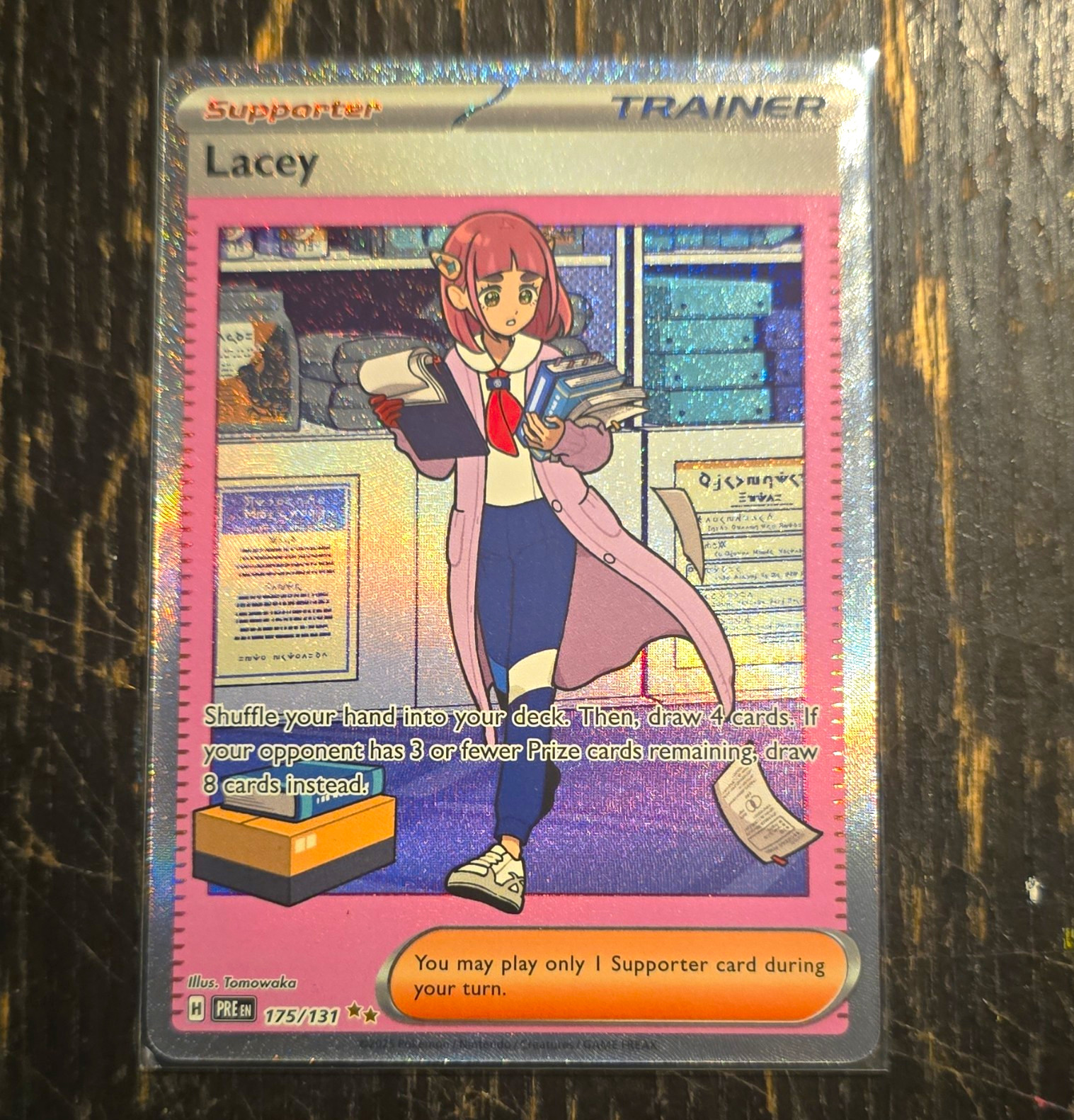 Pokémon TCG Lacey 175/131 Prismatic Evolutions Full Art Holo Rare Trainer