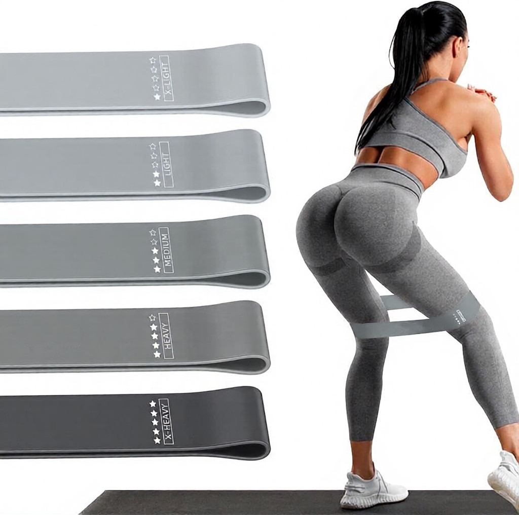 5er Set Widerstandsbänder (Loop Bands) Latex Fitness Yoga Workout + Beutel