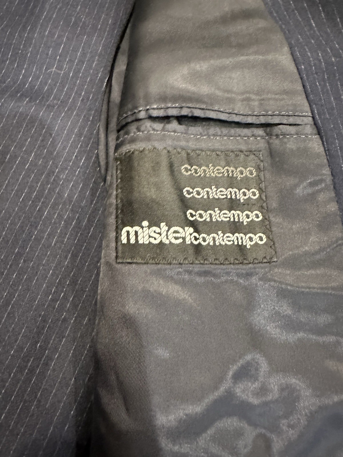 Tuta vintage Yves Saint Laurent YSL lana 3 pezzi gessato blu navy taglia 46 slim