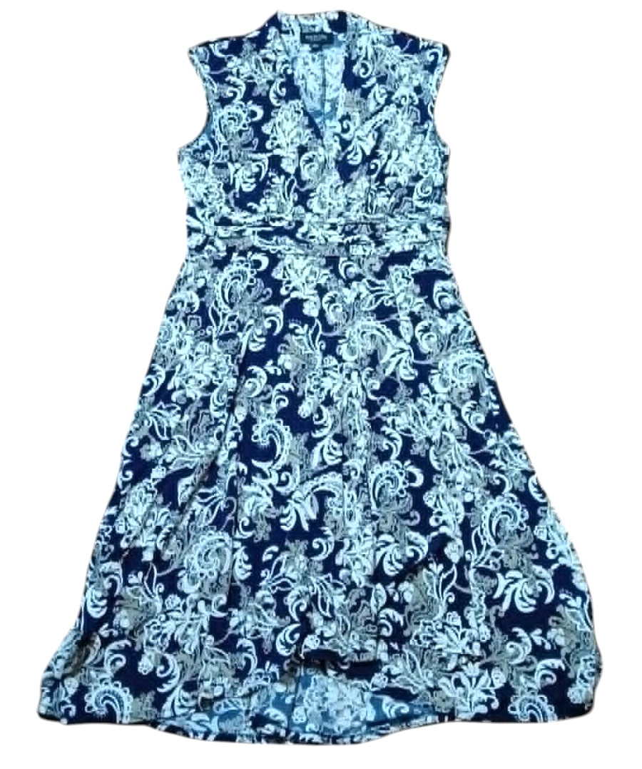 Perception Blue White Paisley Midi Dress XL