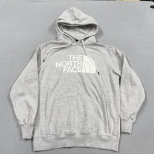 The North Face Hoodie Sweatshirt Womens Large Gray Fleece Pullover Raglan Logo