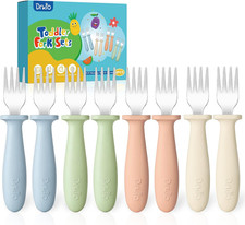 DRKIO 8 Pieces Toddler Forks Set - Baby Forks with Silicone Handle Children Safe