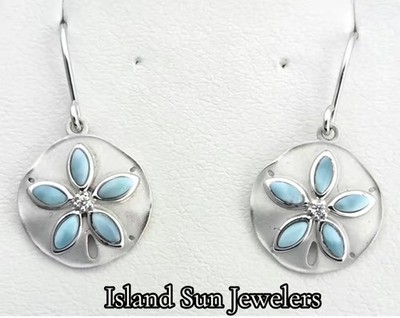 Alamea Sand Dollar Ohrhänger, Sterlingsilber & Larimar